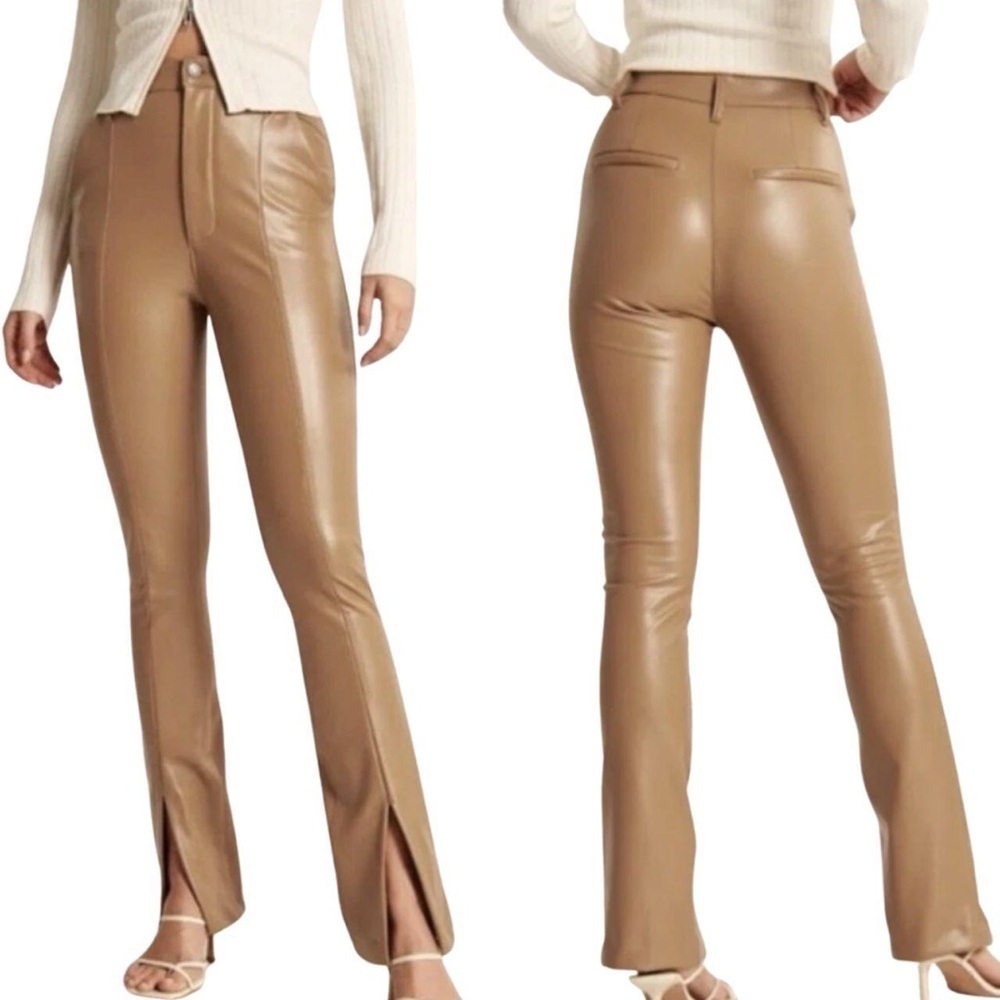 Abercrombie & Fitch Tan Flare Leather Pants Size 0 / 25S